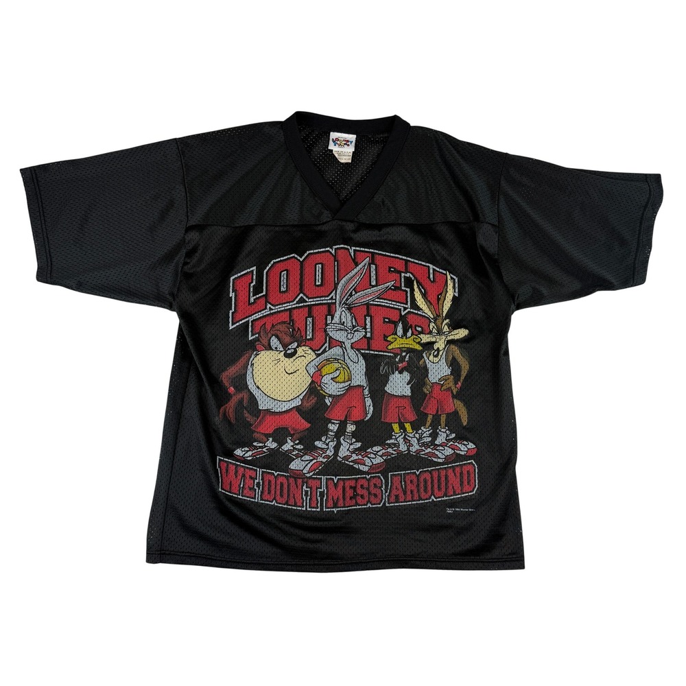 Looney Tunes Jersey Mens Medium Black Vintage 1996 Mesh Basketball Graphic Tee